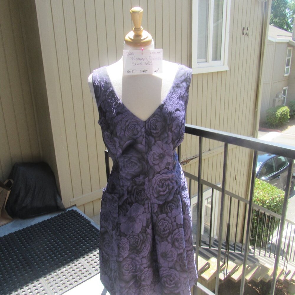 #200  NEW WOMEN'S FLORAL LAVENDER DRESS BY RALPH LAUREN  (SIZE 16)